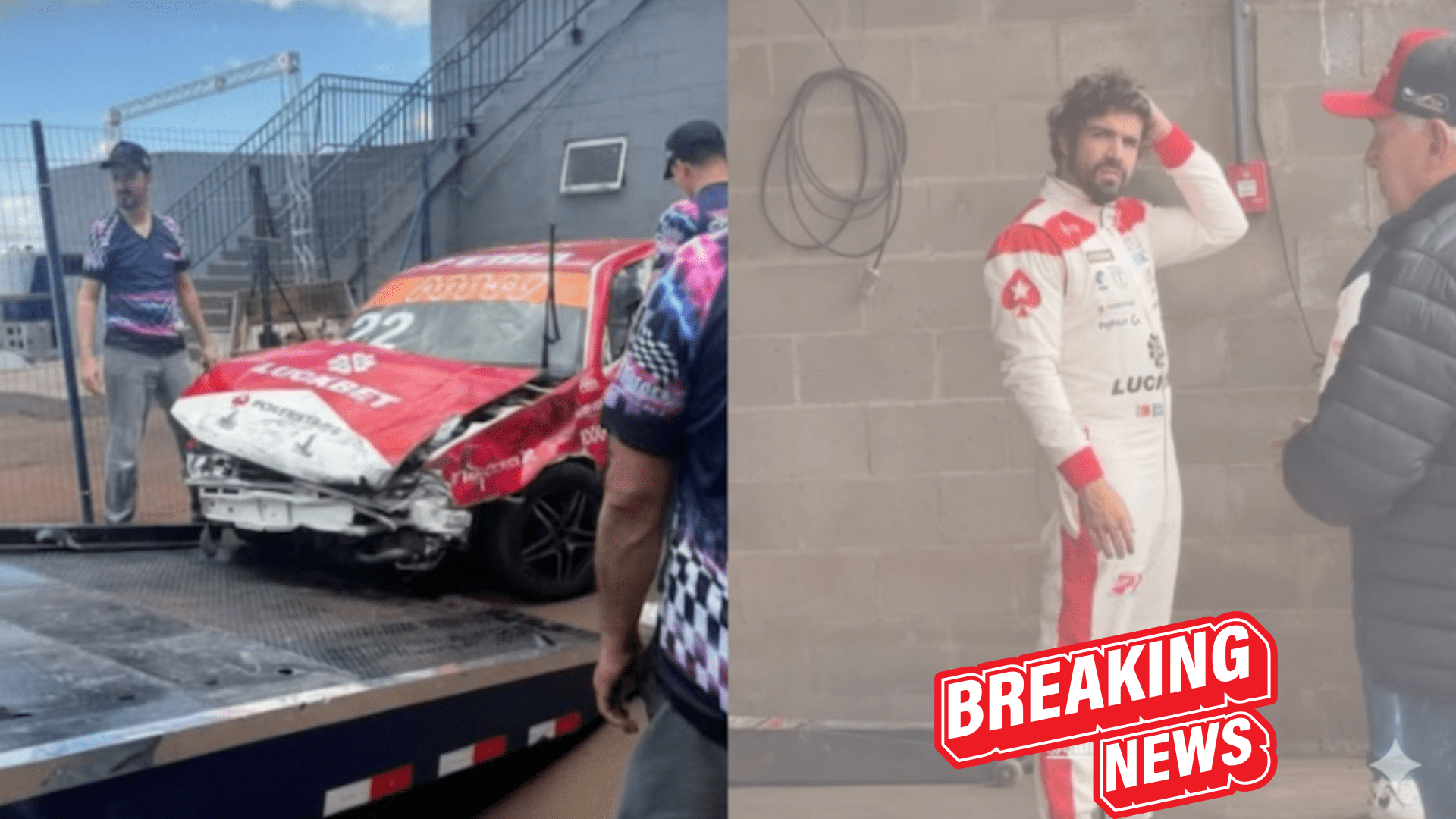 Caio Castro sofre acidente: carro destruído na Cascavel de Ouro - Caio Castro escapa ileso de acidente em treino