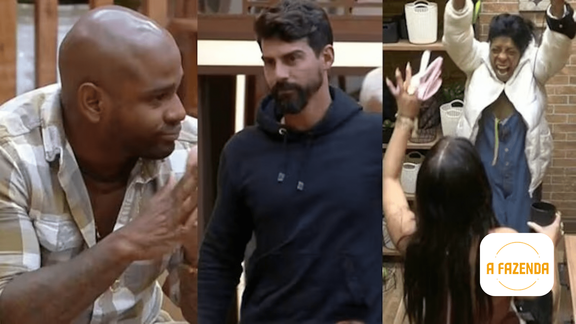 Eliminação dupla gera deboche, tensão e expressões impassíveis na sede - Michelle Barros e Shia deixam o jogo, enquanto Créo Kellab e Fabiano voltam do Super Paiol com novas alianças e clima de festa na sede.